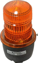 Federal Signal Corp - 120 VAC, 4X NEMA Rated, Strobe Tube, Amber, Low Profile Mini Strobe Light - 65 to 95 Flashes per min, 1/2 Inch Pipe, 3-1/8 Inch Diameter, 5.7 Inch High, IP66 Ingress Rating, Pipe Mount - Exact Industrial Supply