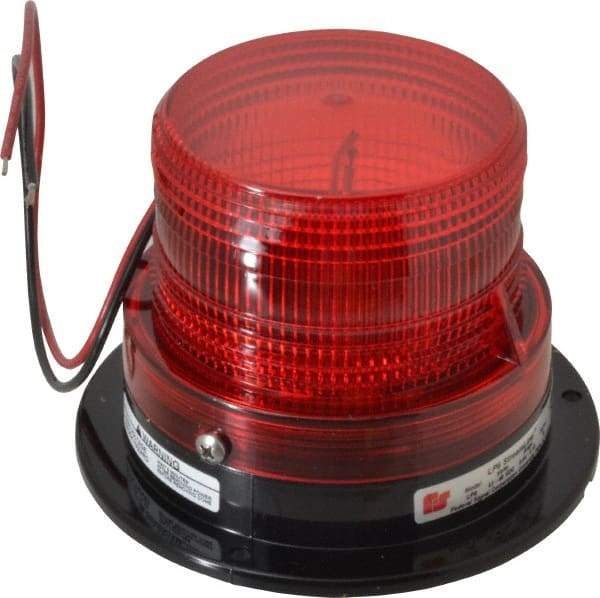 Federal Signal Corp - 12 to 48 VDC, 4X NEMA Rated, Strobe Tube, Red, Low Profile Mini Strobe Light - 65-95 Flashes per min, 5 Inch Diameter, 3-5/8 Inch High, IP65 Ingress Rating, Surface Mount - Exact Industrial Supply