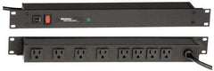 Wiremold - 8 Outlets, 120 Volts, 15 Amps, 15' Cord, Power Outlet Strip - 1 Circuits, Rack Mount, 5-15R NEMA Configuration, 19" Strip, cULus, UL Listed File 1449 - Exact Industrial Supply