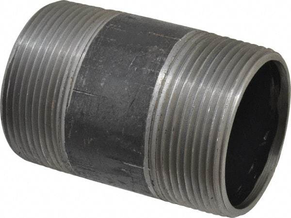 B&K Mueller - Schedule 40, 2-1/2" Diam x 4" Long Steel Black Pipe Nipple - Threaded - Exact Industrial Supply