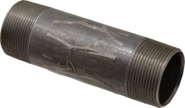 B&K Mueller - Schedule 40, 1-1/2" Diam x 5-1/2" Long Steel Black Pipe Nipple - Threaded - Exact Industrial Supply