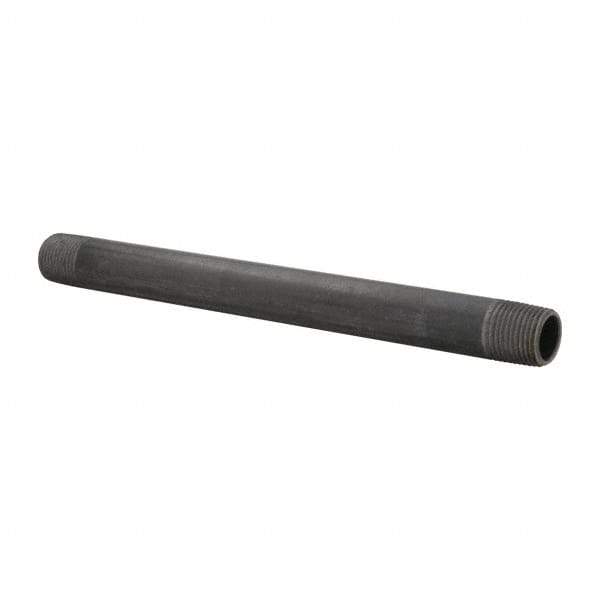 B&K Mueller - Schedule 40, 1/2" Diam x 9" Long Steel Black Pipe Nipple - Threaded - Exact Industrial Supply