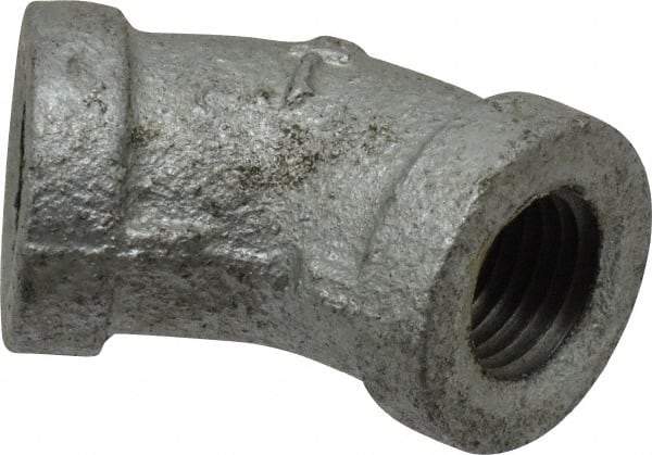 B&K Mueller - Class 150, 1/4" Galvanized Pipe 45° Elbow - Threaded, Malleable Iron - Exact Industrial Supply