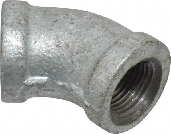 B&K Mueller - Class 150, 3/8" Galvanized Pipe 45° Elbow - Threaded, Malleable Iron - Exact Industrial Supply