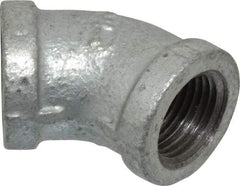 B&K Mueller - Class 150, 1/2" Galvanized Pipe 45° Elbow - Threaded, Malleable Iron - Exact Industrial Supply