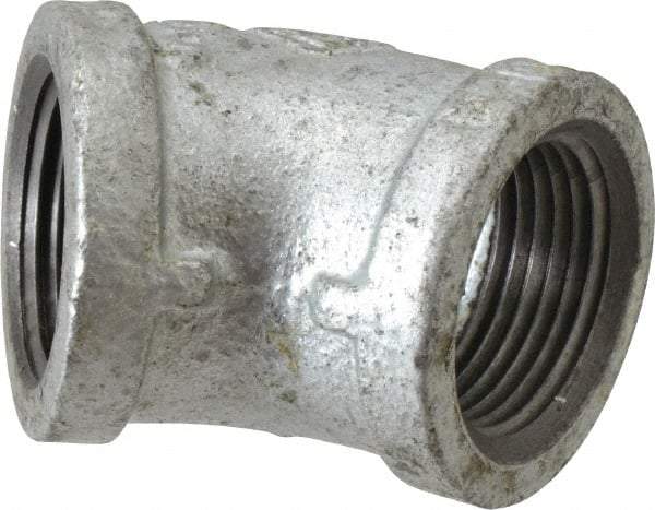 B&K Mueller - Class 150, 1" Galvanized Pipe 45° Elbow - Threaded, Malleable Iron - Exact Industrial Supply