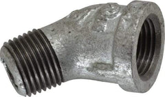 B&K Mueller - Class 150, 1/2" Galvanized Pipe 45° Street Elbow - Threaded, Malleable Iron - Exact Industrial Supply