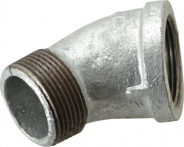 B&K Mueller - Class 150, 1-1/4" Galvanized Pipe 45° Street Elbow - Threaded, Malleable Iron - Exact Industrial Supply