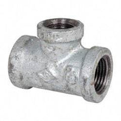B&K Mueller - Class 150, 1/2 x 3/8" Galvanized Pipe Reducing Tee - Threaded, Malleable Iron - Exact Industrial Supply