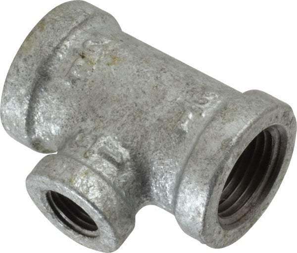 B&K Mueller - Class 150, 1/2 x 1/4" Galvanized Pipe Reducing Tee - Threaded, Malleable Iron - Exact Industrial Supply