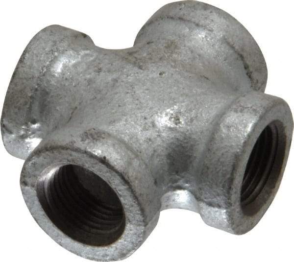 B&K Mueller - Class 150, 3/8" Galvanized Pipe Cross - Threaded, Malleable Iron - Exact Industrial Supply