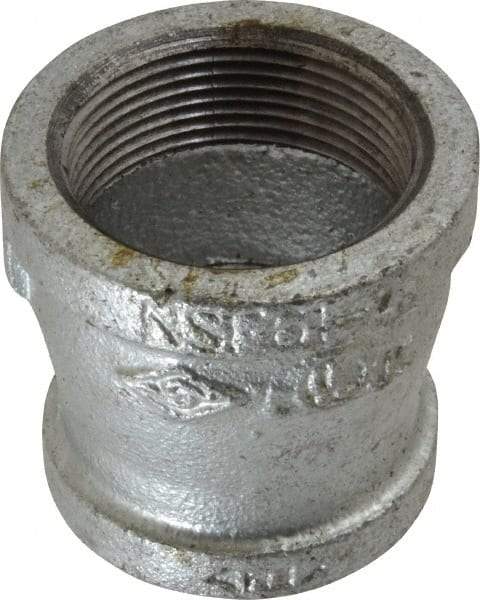 B&K Mueller - Class 150, 1-1/2 x 1-1/4" Galvanized Pipe Reducing Coupling - Threaded, Malleable Iron - Exact Industrial Supply