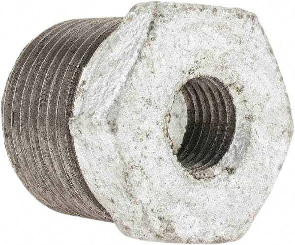 B&K Mueller - Class 150, 3/4 x 1/4" Galvanized Pipe Hex Bushing - Threaded, Malleable Iron - Exact Industrial Supply