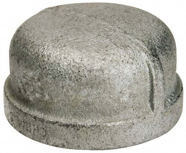 B&K Mueller - Class 150, 1-1/2" Galvanized Pipe End Cap - Threaded, Malleable Iron - Exact Industrial Supply