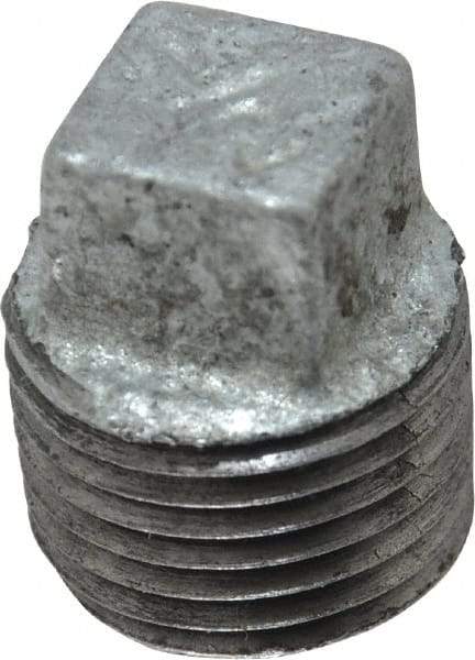 B&K Mueller - Class 150, 1/2" Galvanized Pipe Square Plug - Threaded, Malleable Iron - Exact Industrial Supply
