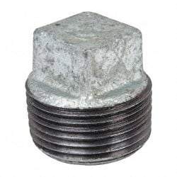 B&K Mueller - Class 150, 1" Galvanized Pipe Square Plug - Threaded, Malleable Iron - Exact Industrial Supply