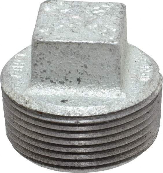 B&K Mueller - Class 150, 1-1/4" Galvanized Pipe Square Plug - Threaded, Malleable Iron - Exact Industrial Supply