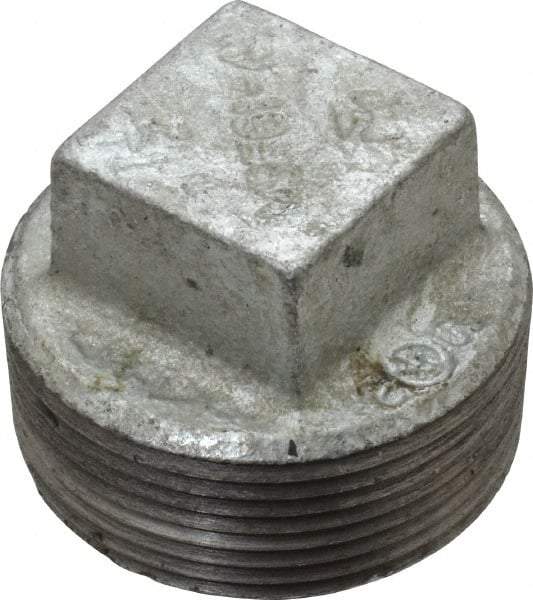 B&K Mueller - Class 150, 1-1/2" Galvanized Pipe Square Plug - Threaded, Malleable Iron - Exact Industrial Supply