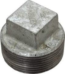 B&K Mueller - Class 150, 1-1/2" Galvanized Pipe Square Plug - Threaded, Malleable Iron - Exact Industrial Supply