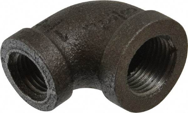 B&K Mueller - Size 3/8 x 1/4", Class 150, Malleable Iron Black Pipe 90° Reducing Elbow - 150 psi, Threaded End Connection - Exact Industrial Supply