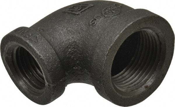 B&K Mueller - Size 3/4 x 1/2", Class 150, Malleable Iron Black Pipe 90° Reducing Elbow - 150 psi, Threaded End Connection - Exact Industrial Supply