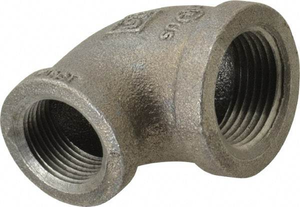 B&K Mueller - Size 1 x 3/4", Class 150, Malleable Iron Black Pipe 90° Reducing Elbow - 150 psi, Threaded End Connection - Exact Industrial Supply