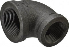 B&K Mueller - Size 1-1/4 x 1", Class 150, Malleable Iron Black Pipe 90° Reducing Elbow - 150 psi, Threaded End Connection - Exact Industrial Supply