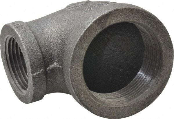 B&K Mueller - Size 1-1/2 x 1", Class 150, Malleable Iron Black Pipe 90° Reducing Elbow - 150 psi, Threaded End Connection - Exact Industrial Supply