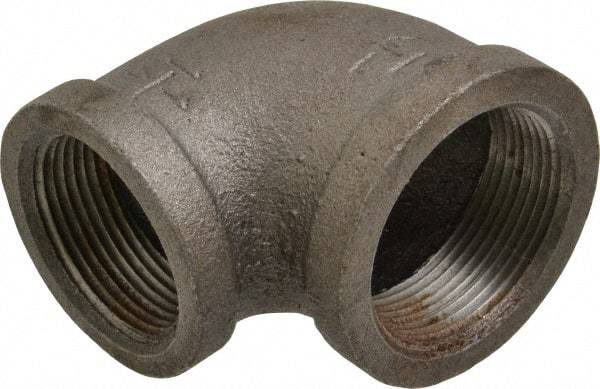 B&K Mueller - Size 1-1/2 x 1-1/4", Class 150, Malleable Iron Black Pipe 90° Reducing Elbow - 150 psi, Threaded End Connection - Exact Industrial Supply