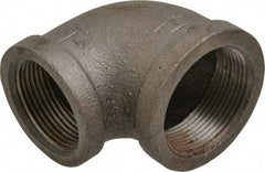 B&K Mueller - Size 1-1/2 x 1-1/4", Class 150, Malleable Iron Black Pipe 90° Reducing Elbow - 150 psi, Threaded End Connection - Exact Industrial Supply