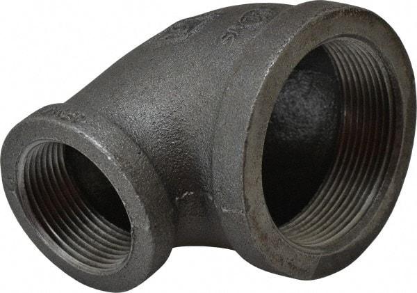 B&K Mueller - Size 2 x 1-1/4", Class 150, Malleable Iron Black Pipe 90° Reducing Elbow - 150 psi, Threaded End Connection - Exact Industrial Supply
