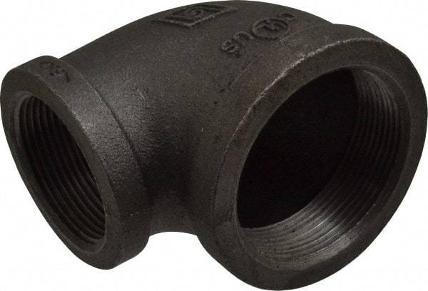 B&K Mueller - Size 2 x 1-1/2", Class 150, Malleable Iron Black Pipe 90° Reducing Elbow - 150 psi, Threaded End Connection - Exact Industrial Supply