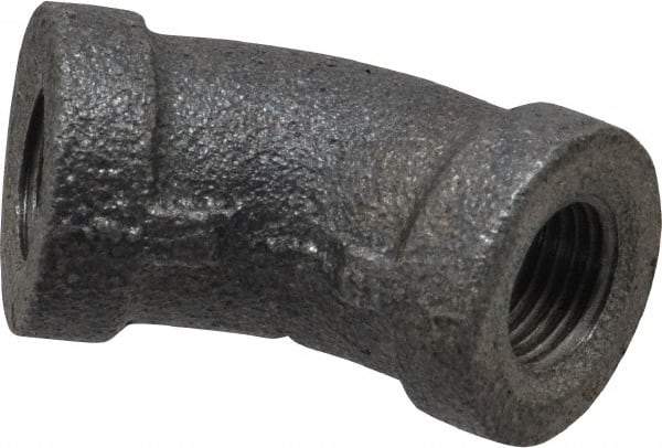 B&K Mueller - Size 1/8", Class 150, Malleable Iron Black Pipe 45° Elbow - 150 psi, Threaded End Connection - Exact Industrial Supply