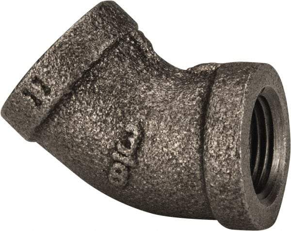 B&K Mueller - Size 3/8", Class 150, Malleable Iron Black Pipe 45° Elbow - 150 psi, Threaded End Connection - Exact Industrial Supply