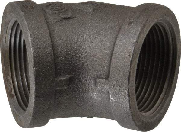 B&K Mueller - Size 1-1/4", Class 150, Malleable Iron Black Pipe 45° Elbow - 150 psi, Threaded End Connection - Exact Industrial Supply