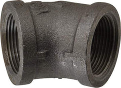 B&K Mueller - Size 1-1/4", Class 150, Malleable Iron Black Pipe 45° Elbow - 150 psi, Threaded End Connection - Exact Industrial Supply