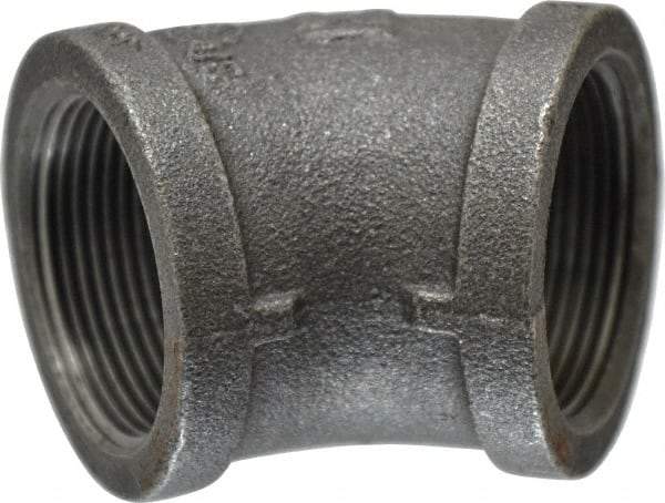 B&K Mueller - Size 1-1/2", Class 150, Malleable Iron Black Pipe 45° Elbow - 150 psi, Threaded End Connection - Exact Industrial Supply