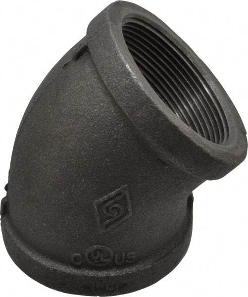 B&K Mueller - Size 2", Class 150, Malleable Iron Black Pipe 45° Elbow - 150 psi, Threaded End Connection - Exact Industrial Supply