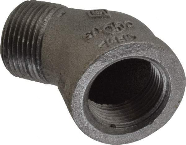 B&K Mueller - Size 3/4", Class 150, Malleable Iron Black Pipe 45° Street Elbow - 150 psi, Threaded End Connection - Exact Industrial Supply