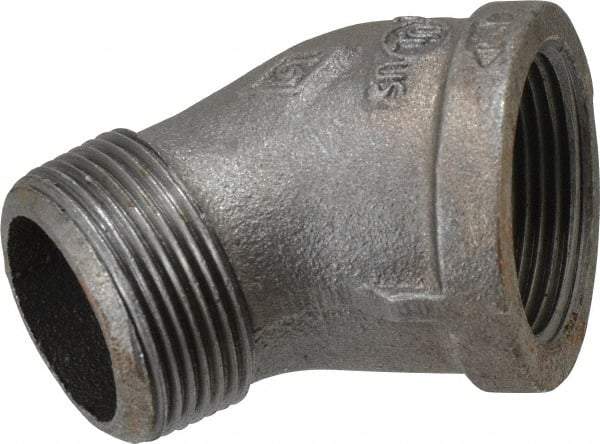 B&K Mueller - Size 1-1/4", Class 150, Malleable Iron Black Pipe 45° Street Elbow - 150 psi, Threaded End Connection - Exact Industrial Supply