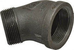 B&K Mueller - Size 1-1/2", Class 150, Malleable Iron Black Pipe 45° Street Elbow - 150 psi, Threaded End Connection - Exact Industrial Supply