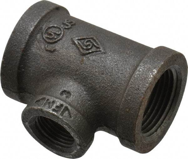 B&K Mueller - Size 3/4 x 3/8", Class 150, Malleable Iron Black Pipe Reducing Tee - 150 psi, Threaded End Connection - Exact Industrial Supply