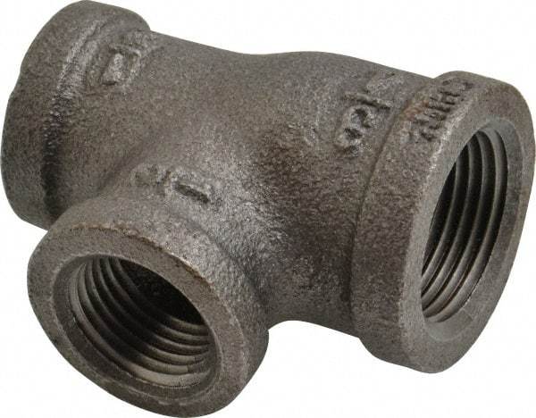 B&K Mueller - Size 3/4 x 1/2", Class 150, Malleable Iron Black Pipe Reducing Tee - 150 psi, Threaded End Connection - Exact Industrial Supply