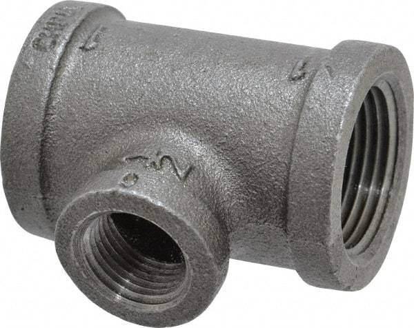 B&K Mueller - Size 1 x 1/2", Class 150, Malleable Iron Black Pipe Reducing Tee - 150 psi, Threaded End Connection - Exact Industrial Supply
