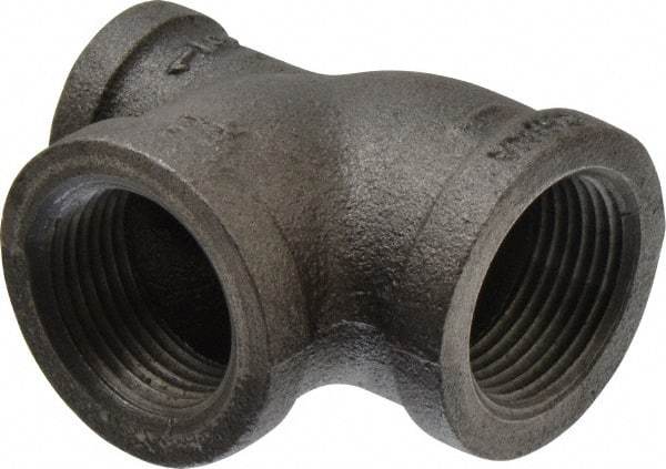 B&K Mueller - Size 1 x 1/2 x 1", Class 150, Malleable Iron Black Pipe Reducing Tee - 150 psi, Threaded End Connection - Exact Industrial Supply