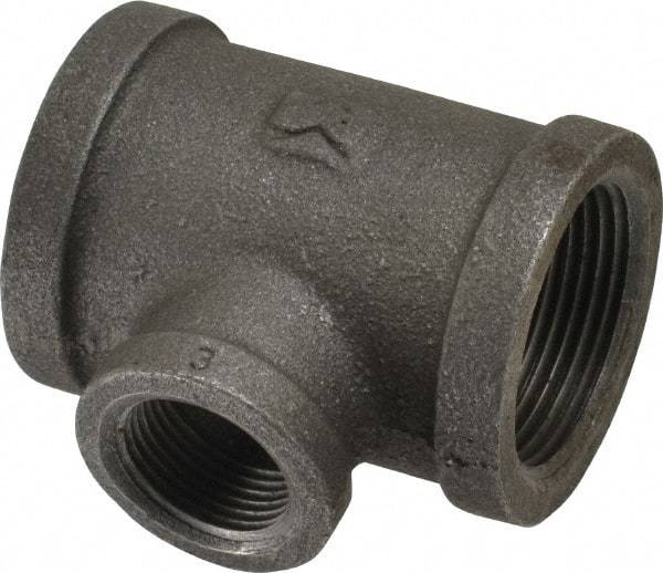 B&K Mueller - Size 1-1/4 x 3/4", Class 150, Malleable Iron Black Pipe Reducing Tee - 150 psi, Threaded End Connection - Exact Industrial Supply