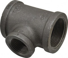 B&K Mueller - Size 1-1/2 x 1", Class 150, Malleable Iron Black Pipe Reducing Tee - 150 psi, Threaded End Connection - Exact Industrial Supply