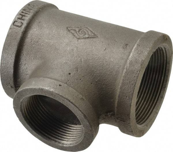 B&K Mueller - Size 2 x 1-1/2", Class 150, Malleable Iron Black Pipe Reducing Tee - 150 psi, Threaded End Connection - Exact Industrial Supply