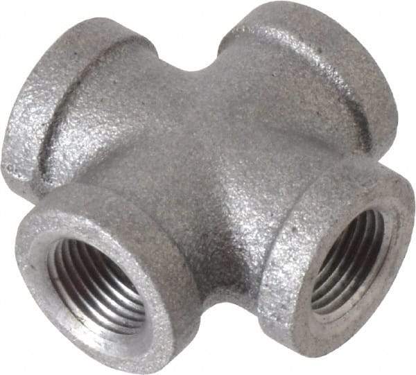 B&K Mueller - Size 3/8", Class 150, Malleable Iron Black Pipe Cross - 150 psi, Threaded End Connection - Exact Industrial Supply