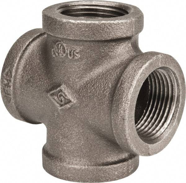B&K Mueller - Size 1", Class 150, Malleable Iron Black Pipe Cross - 150 psi, Threaded End Connection - Exact Industrial Supply